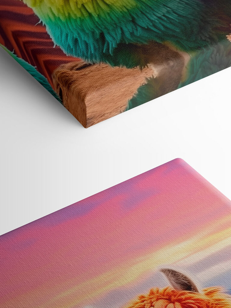 Two llamas with rainbow colored hair