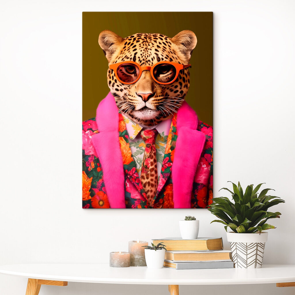 Leopard wearing a suit and sunglasses