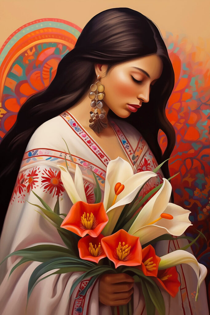 Woman holding flowers