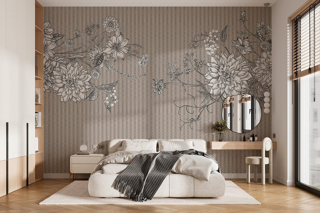 Elegant floral illustration on textured background