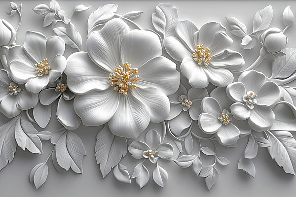 White flowers and leaves