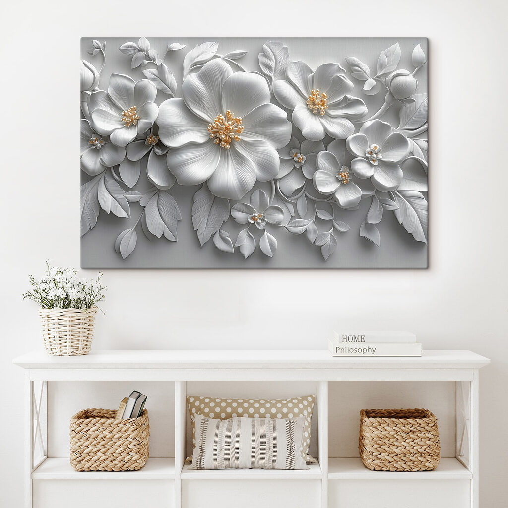 White flowers and leaves