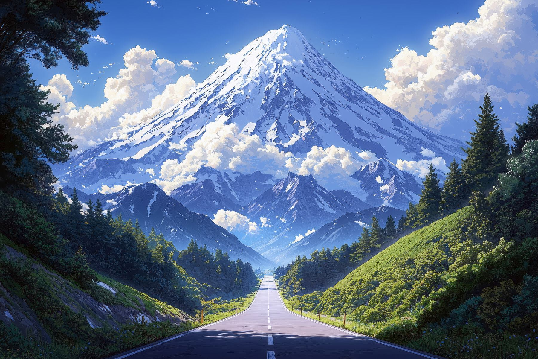 Road leading to a mountain