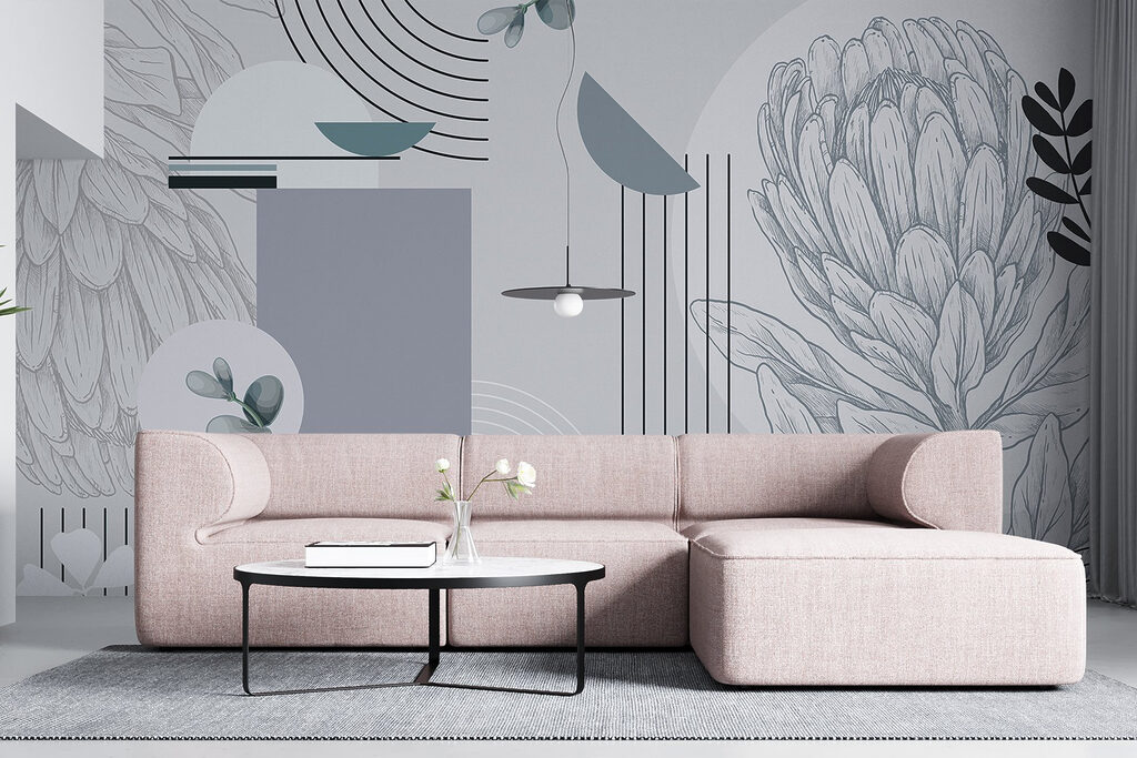 Wallpaper with a flower and leaves Wallpaper with a flower and leaves