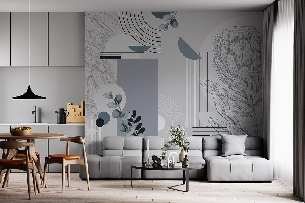 Wallpaper with a flower and leaves Wallpaper with a flower and leaves