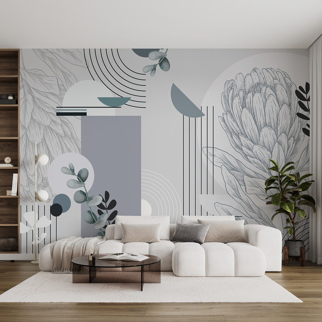 Wallpaper with a flower and leaves Wallpaper with a flower and leaves