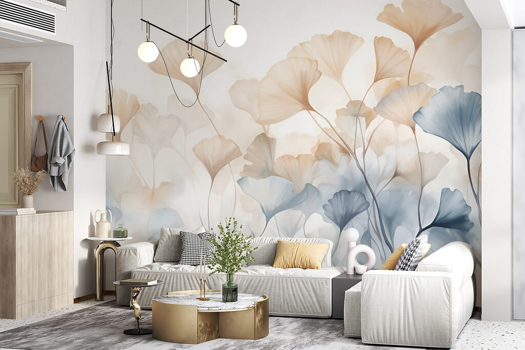 Painting of flowers with leaves Painting of flowers with leaves