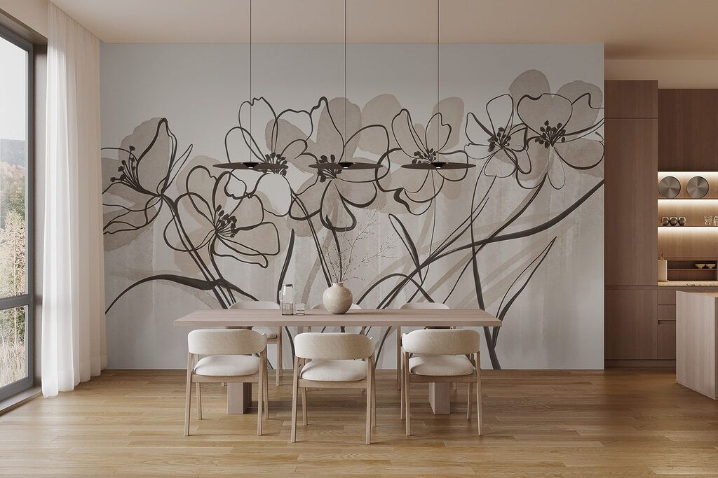 Line of flowers on a white background Line of flowers on a white background