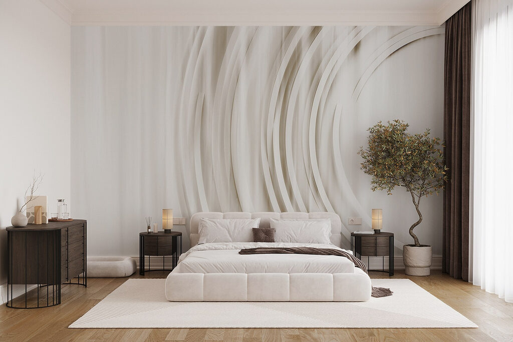 White and grey background with circles