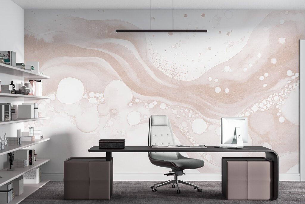 White and brown liquid with white circles and dots White and brown liquid with white circles and dots