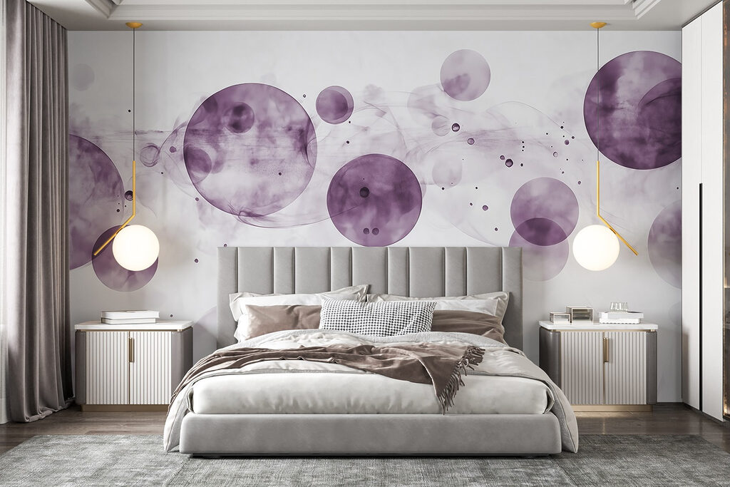Purple circles and smoke on a white background Purple circles and smoke on a white background