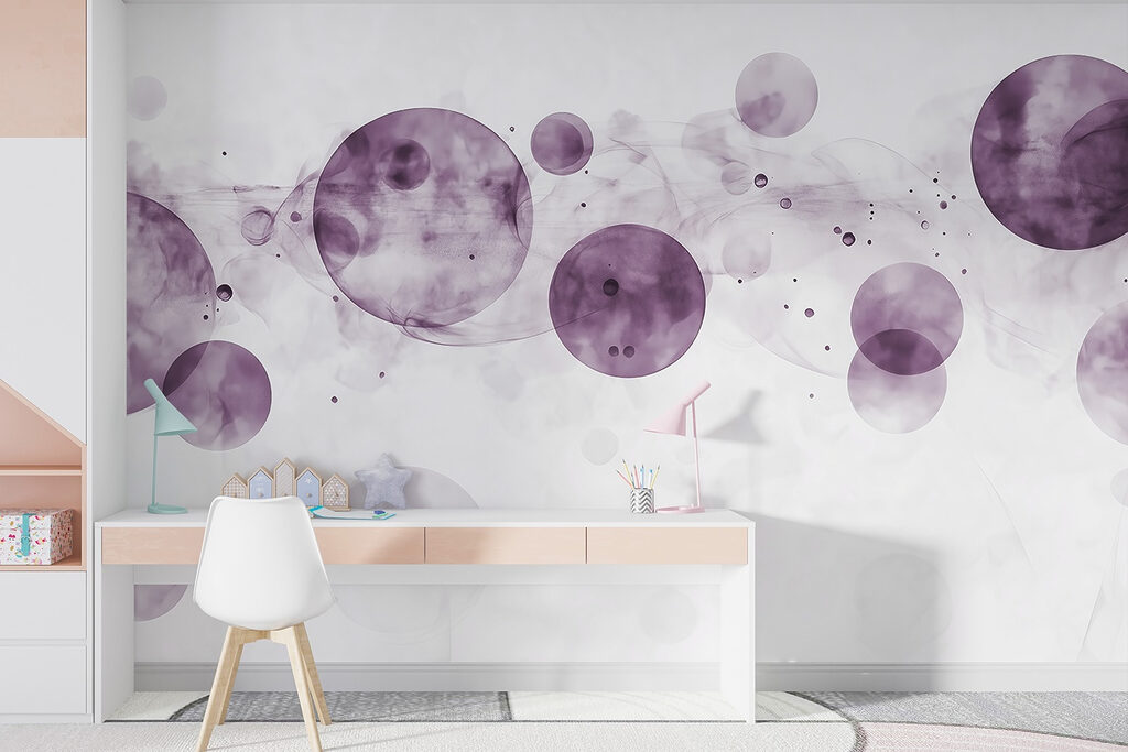 Purple circles and smoke on a white background Purple circles and smoke on a white background
