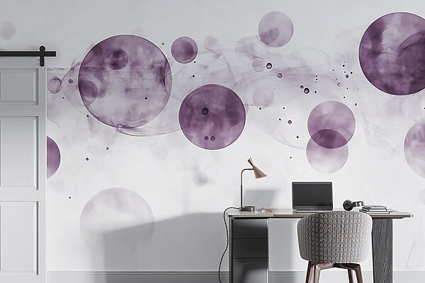 Purple circles and smoke on a white background Purple circles and smoke on a white background