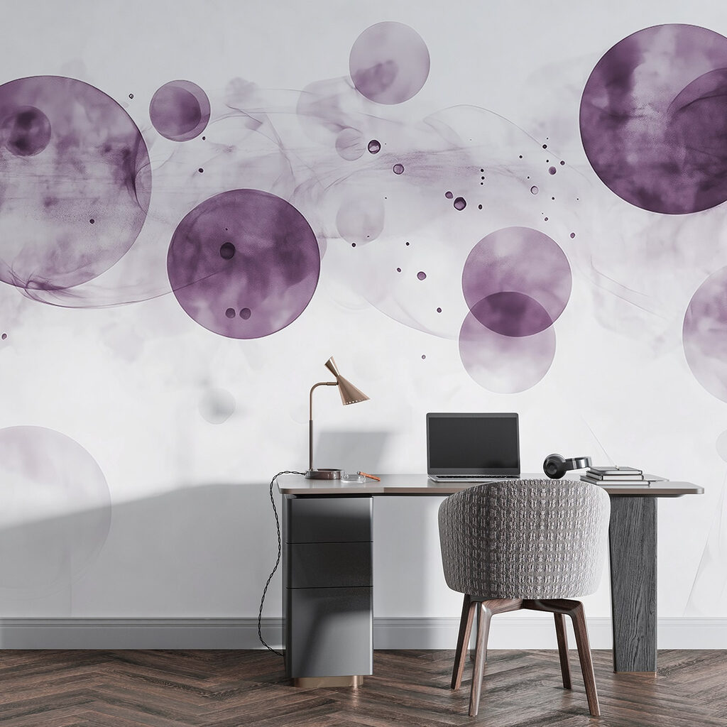 Purple circles and smoke on a white background Purple circles and smoke on a white background