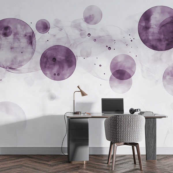 Purple circles and smoke on a white background Purple circles and smoke on a white background