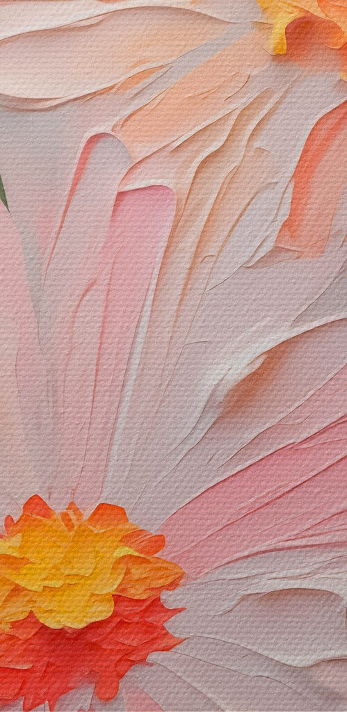 Painting of flowers on a white surface Painting of flowers on a white surface