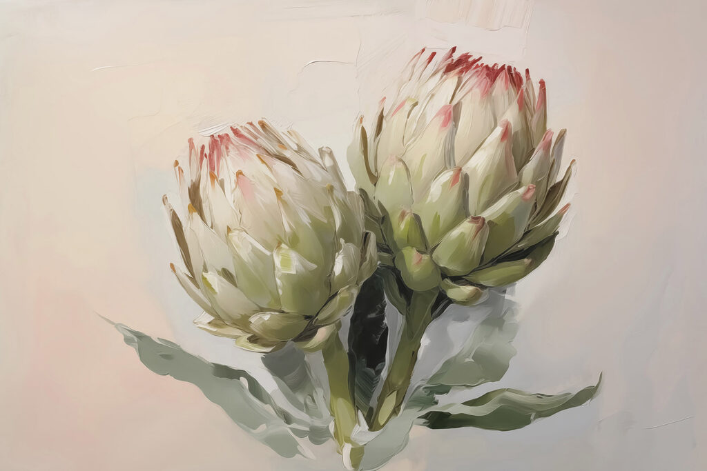 Art artichokes on a white background