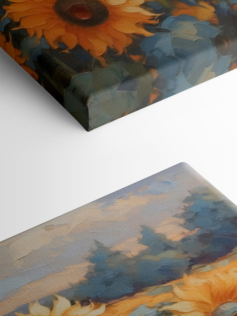 Painting of sunflowers in a field