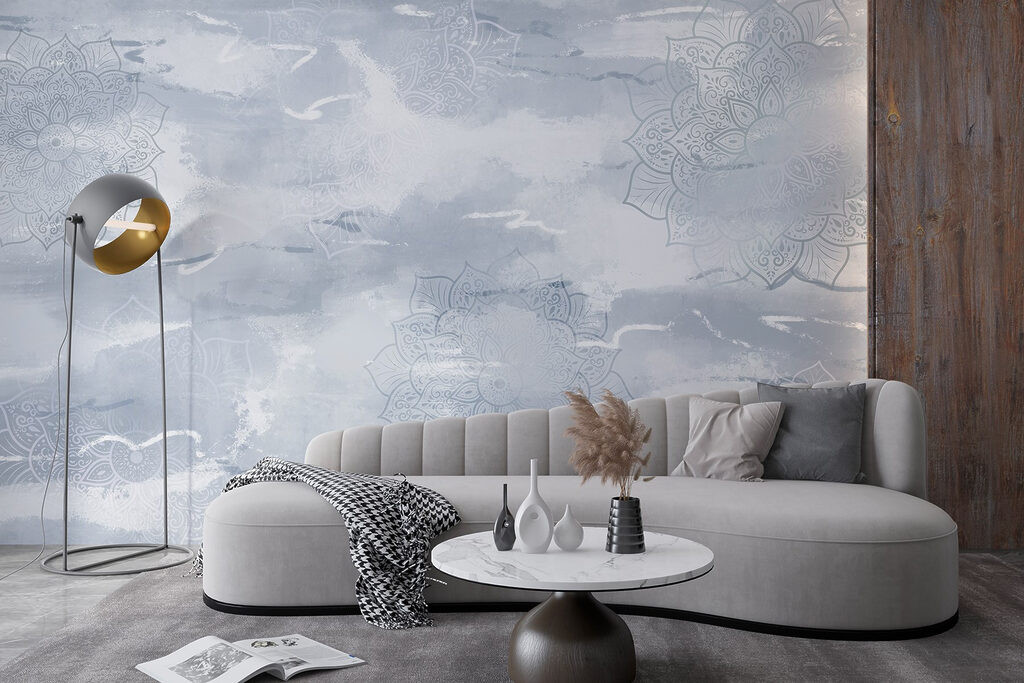 Grey and white background with white and grey patterns