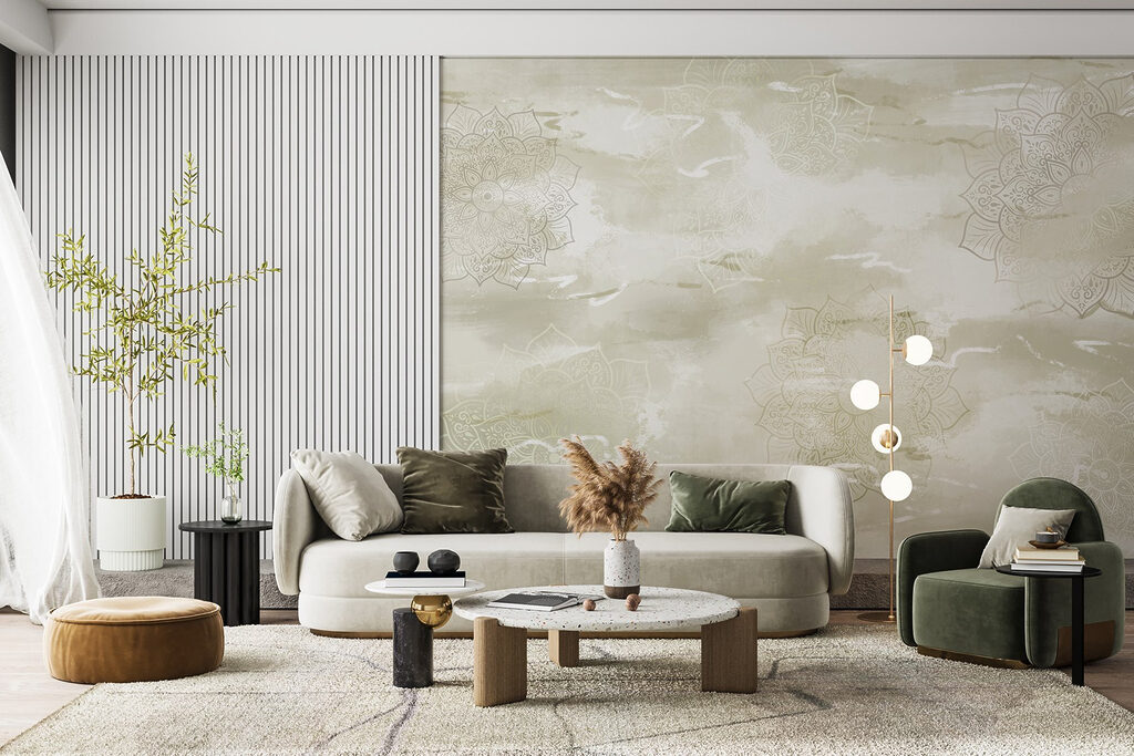 Serene mandala design in muted tones Serene mandala design in muted tones