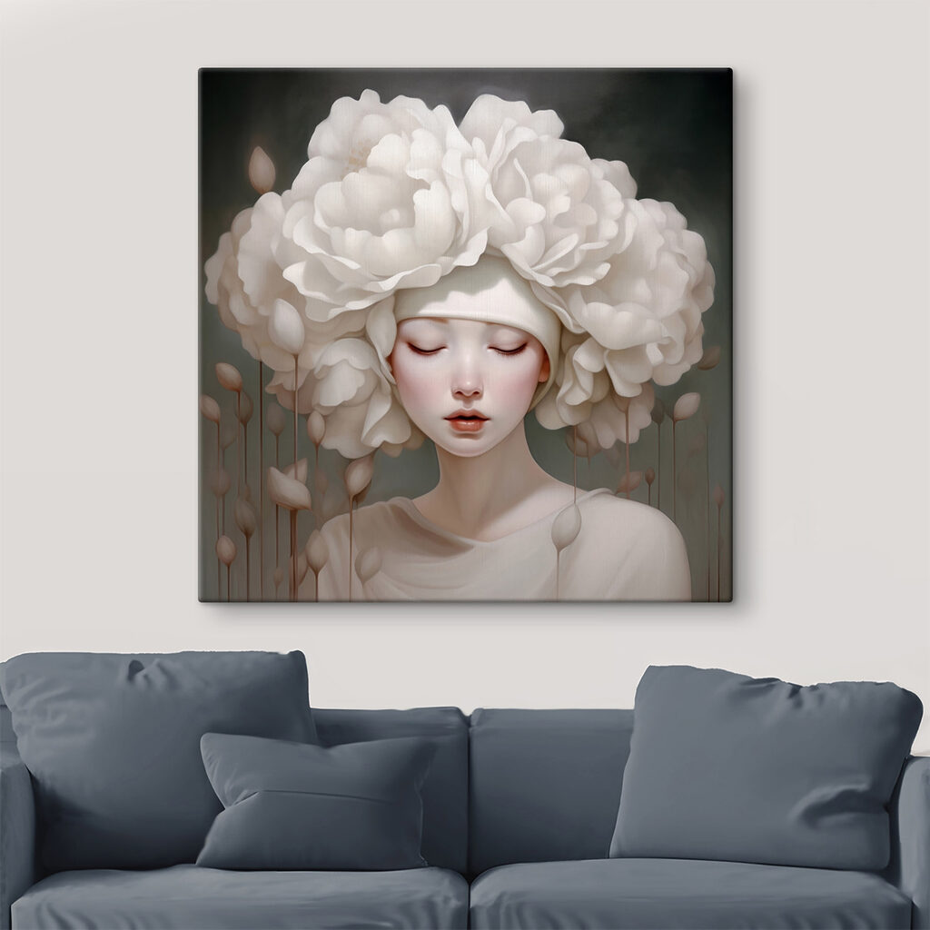 Woman with white flowers on her head