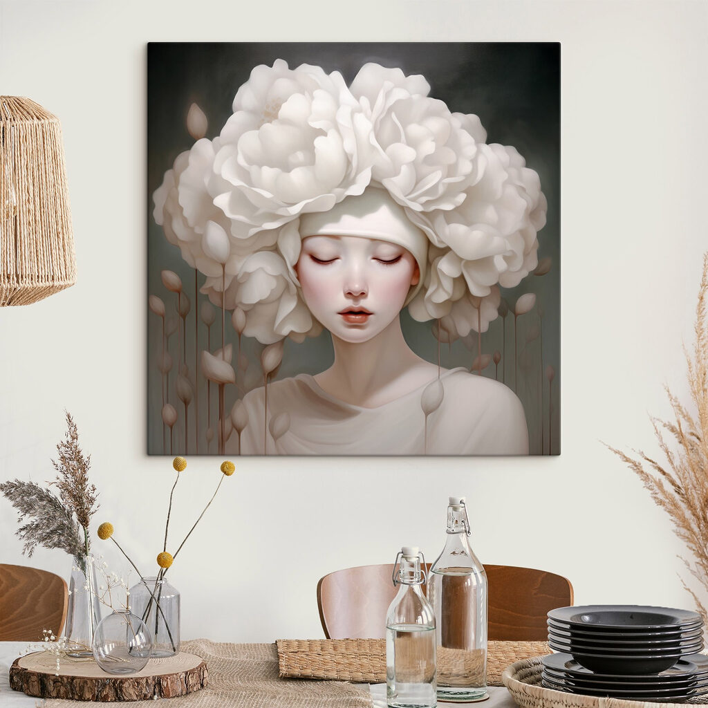 Woman with white flowers on her head