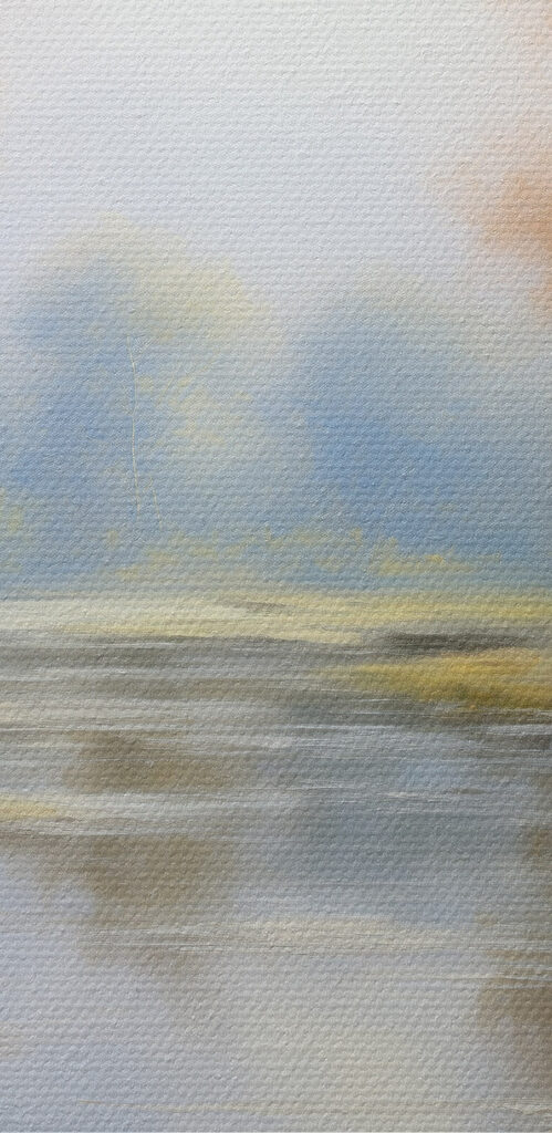 Painting of a river with trees and grass Painting of a river with trees and grass