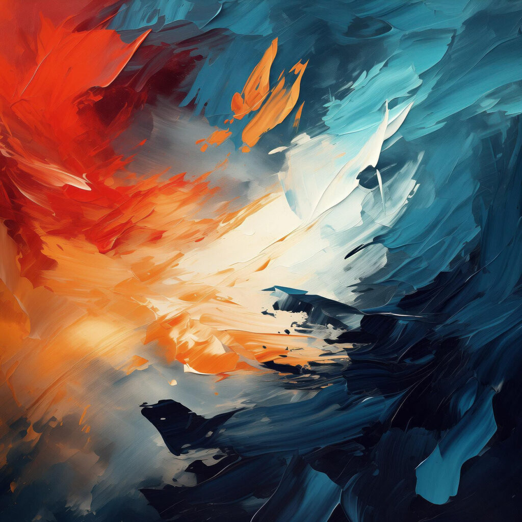 Painting of blue and orange colors