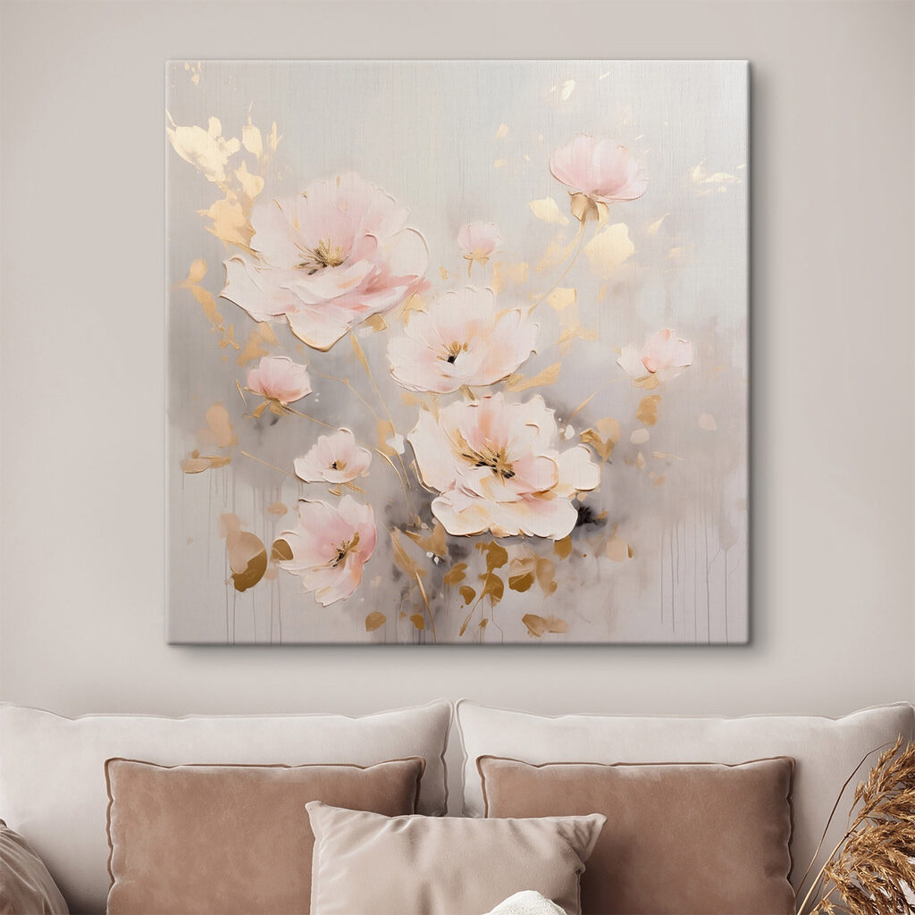 Painting of flowers on a white surface