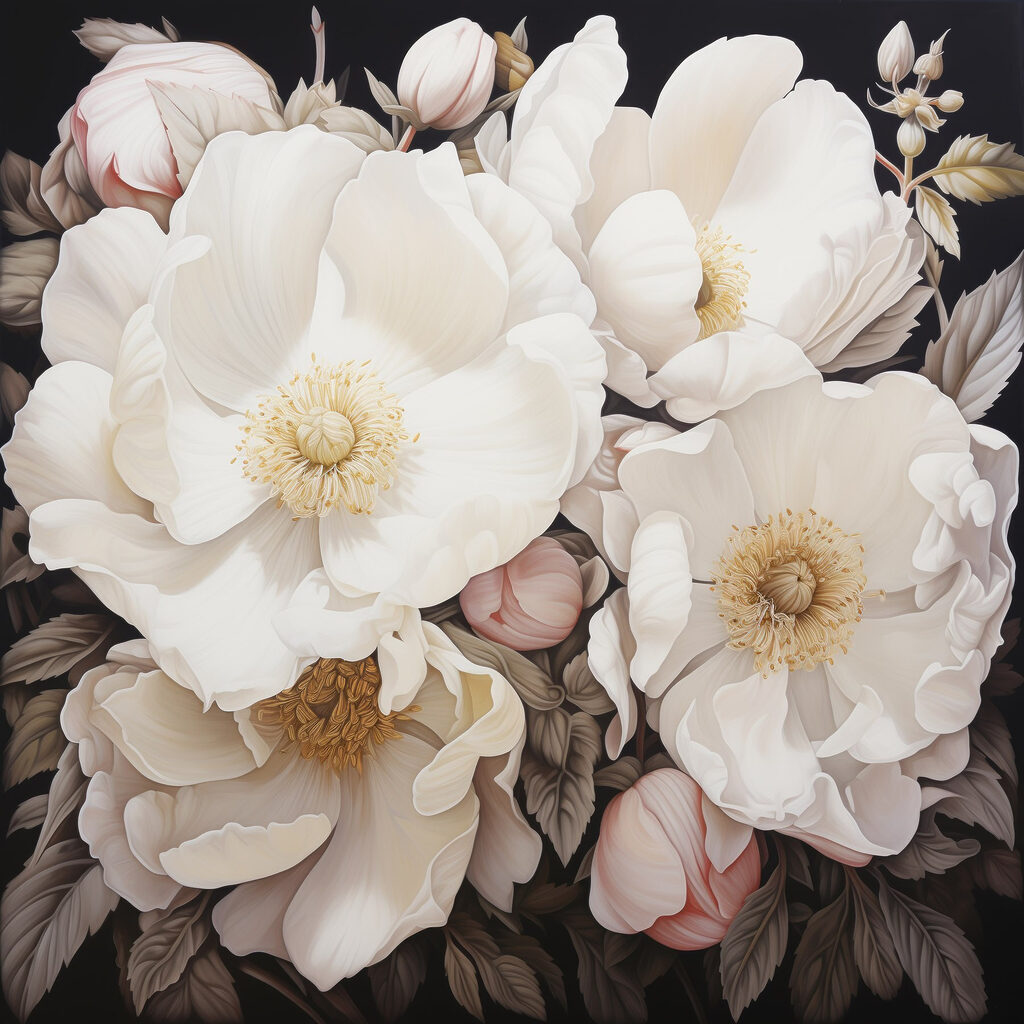 Painting of white flowers