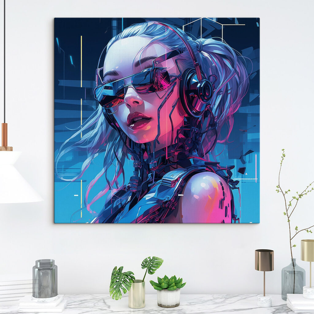 Woman wearing headphones and sunglasses