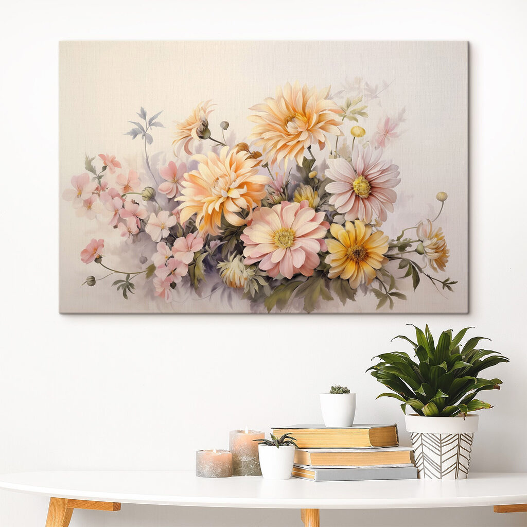 Painting of flowers on a white background