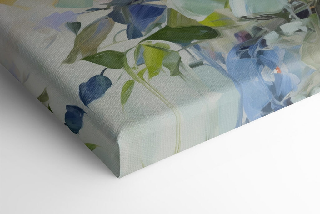 Painting of flowers on a blue background