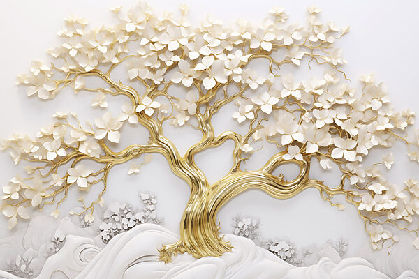 Tree with white leaves and flowers Tree with white leaves and flowers