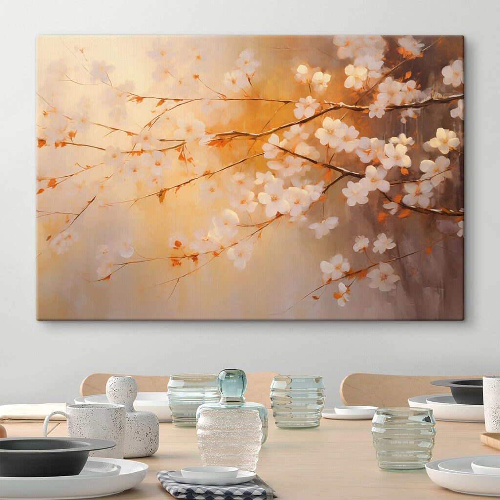 Tree branch with white flowers