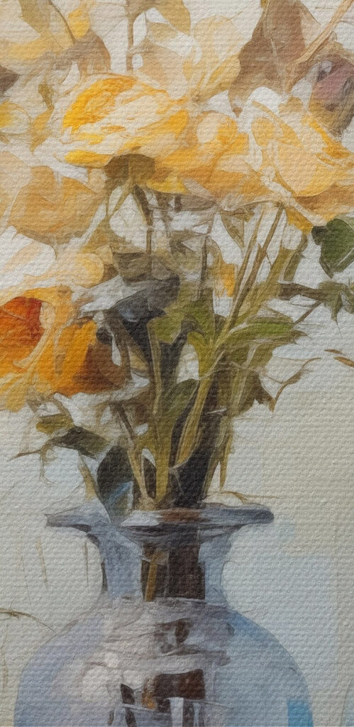 Painting of flowers in vases