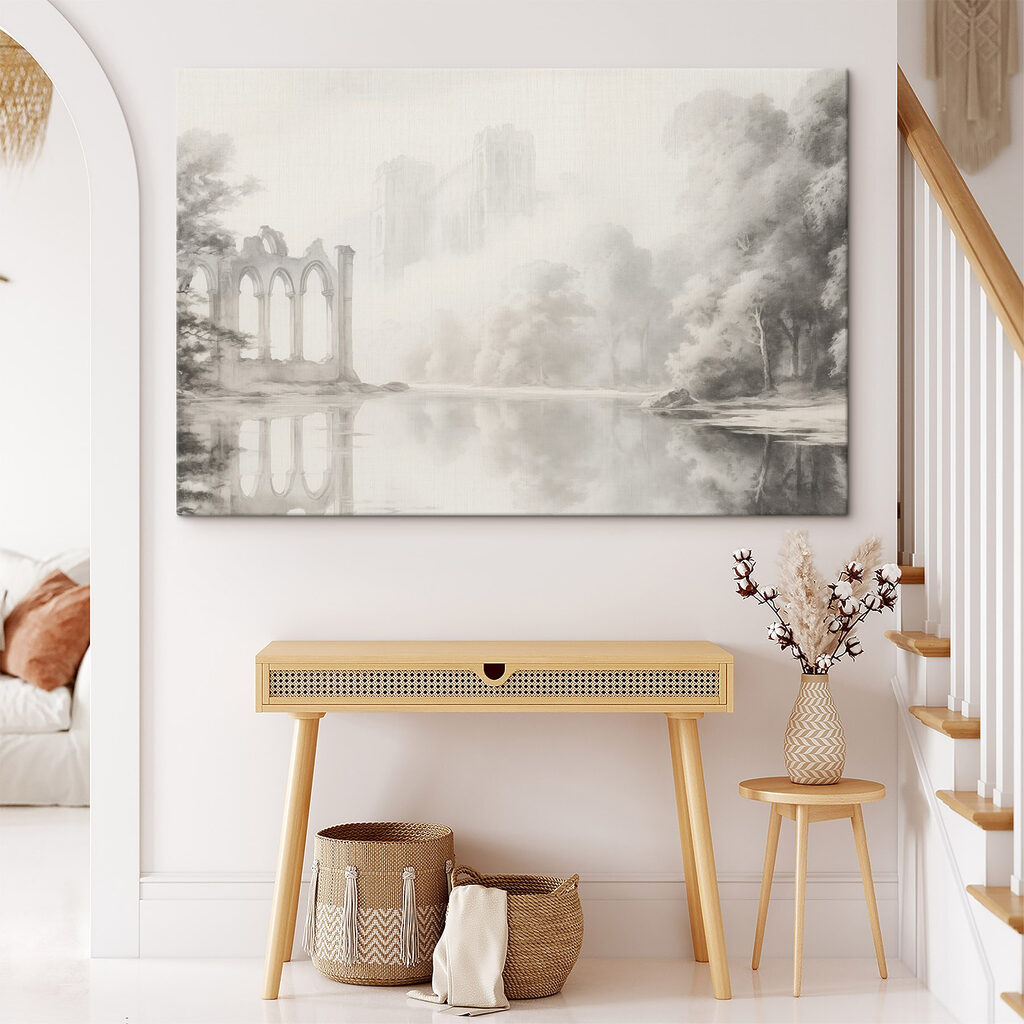 Water body with a castle in the background