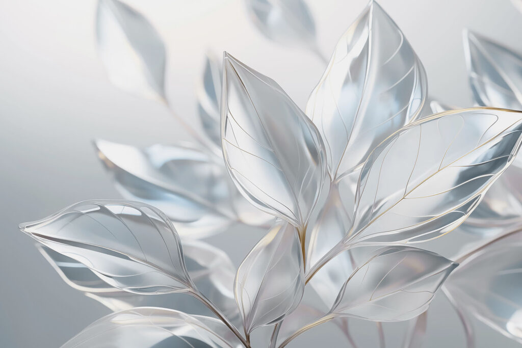 Delicate leaves in soft sunlight