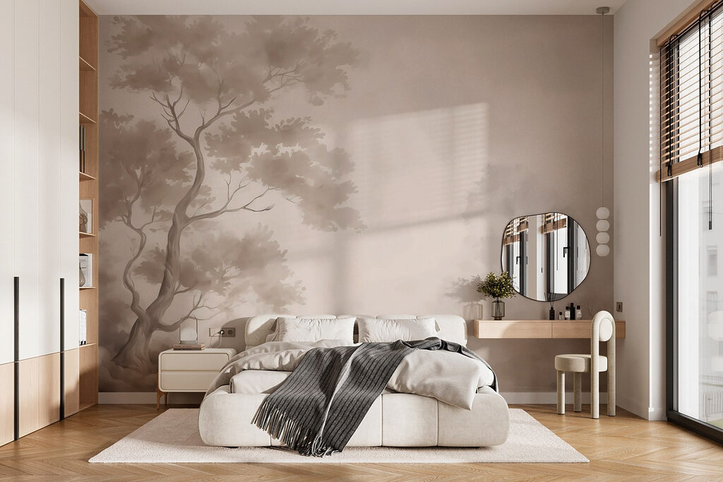 Tree in fog with clouds Tree in fog with clouds