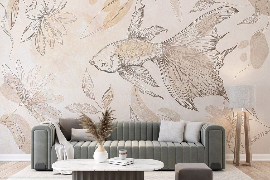 Elegant fish among floral designs