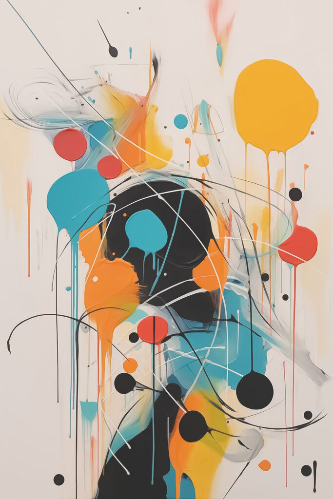 Painting of colorful circles and lines Painting of colorful circles and lines