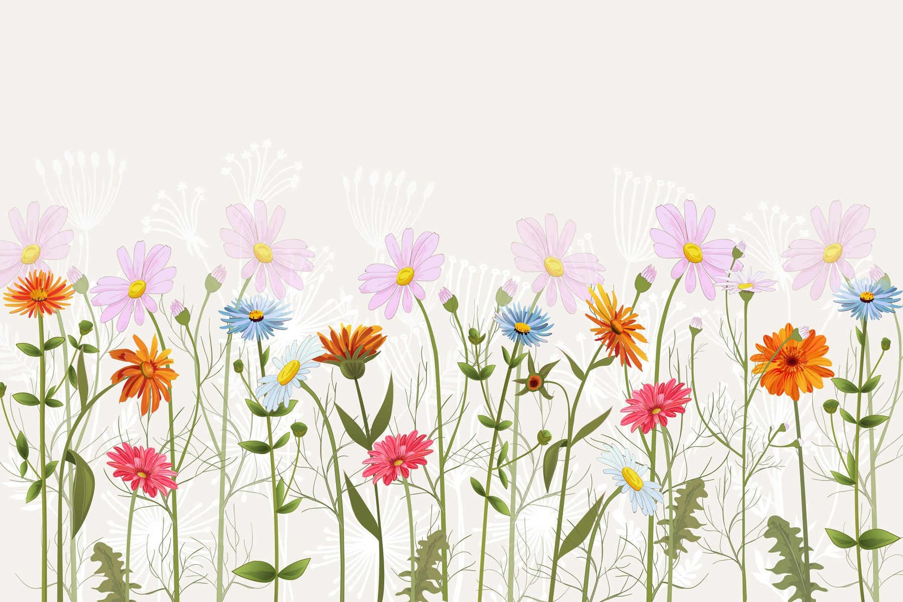 Row of colorful flowers Row of colorful flowers