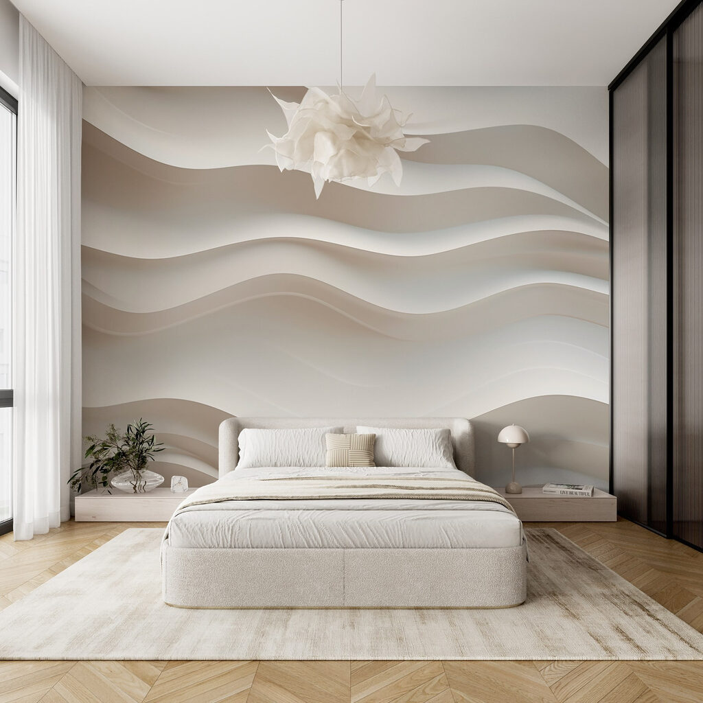 White wall with wavy lines White wall with wavy lines