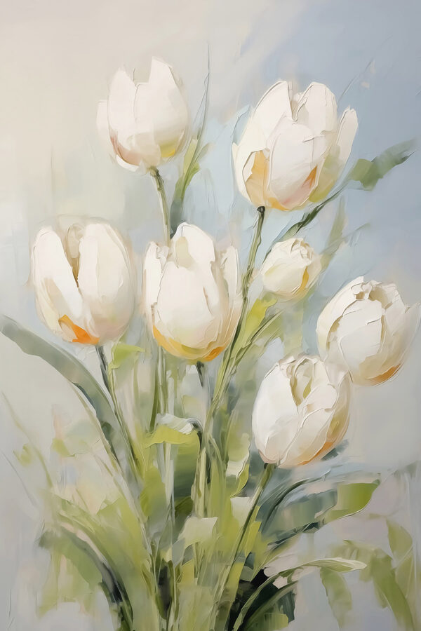 Fehér tulipánok festése Fehér tulipánok festése