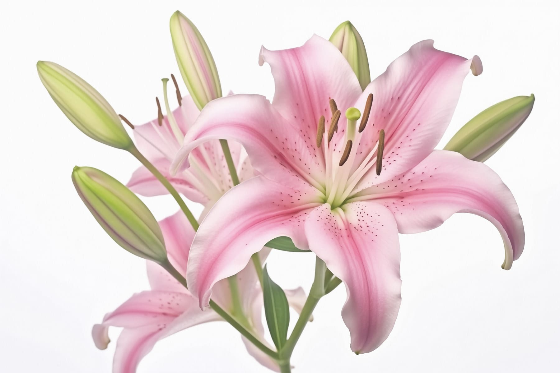 Pink lily with buds