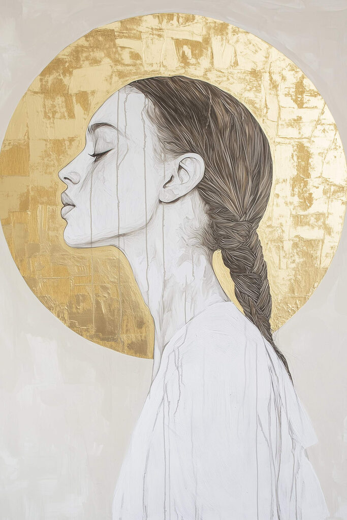 Elegant profile against a circular backdrop Elegant profile against a circular backdrop