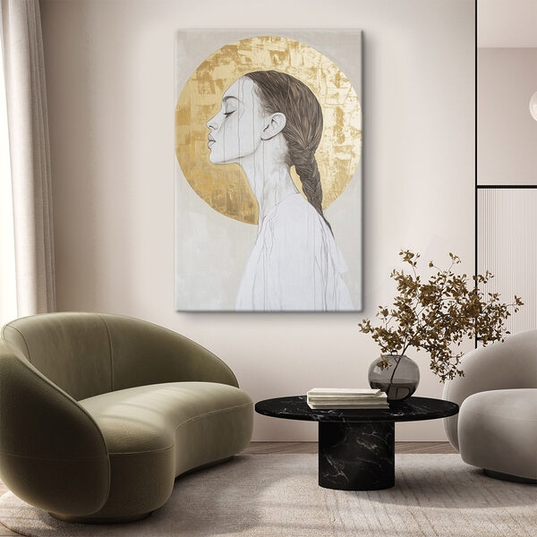 Elegáns profil kör alakú háttér előtt Elegáns profil kör alakú háttér előtt