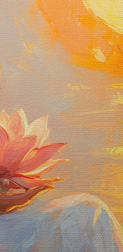 Painting of a woman holding a flower and a bird