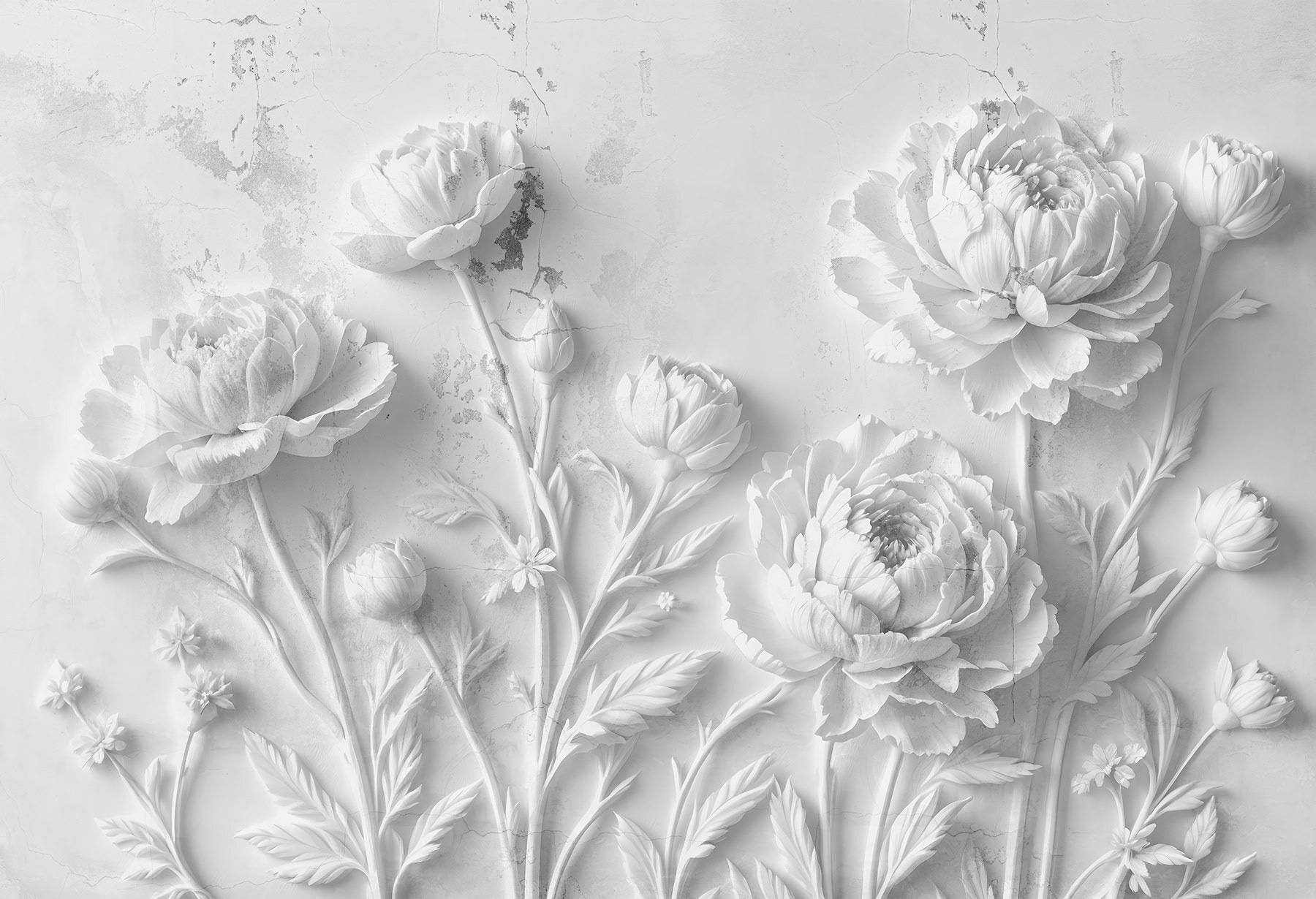 White flower carving on a wall White flower carving on a wall