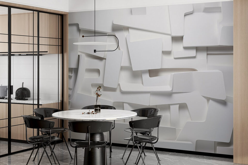 White wall with many rectangles